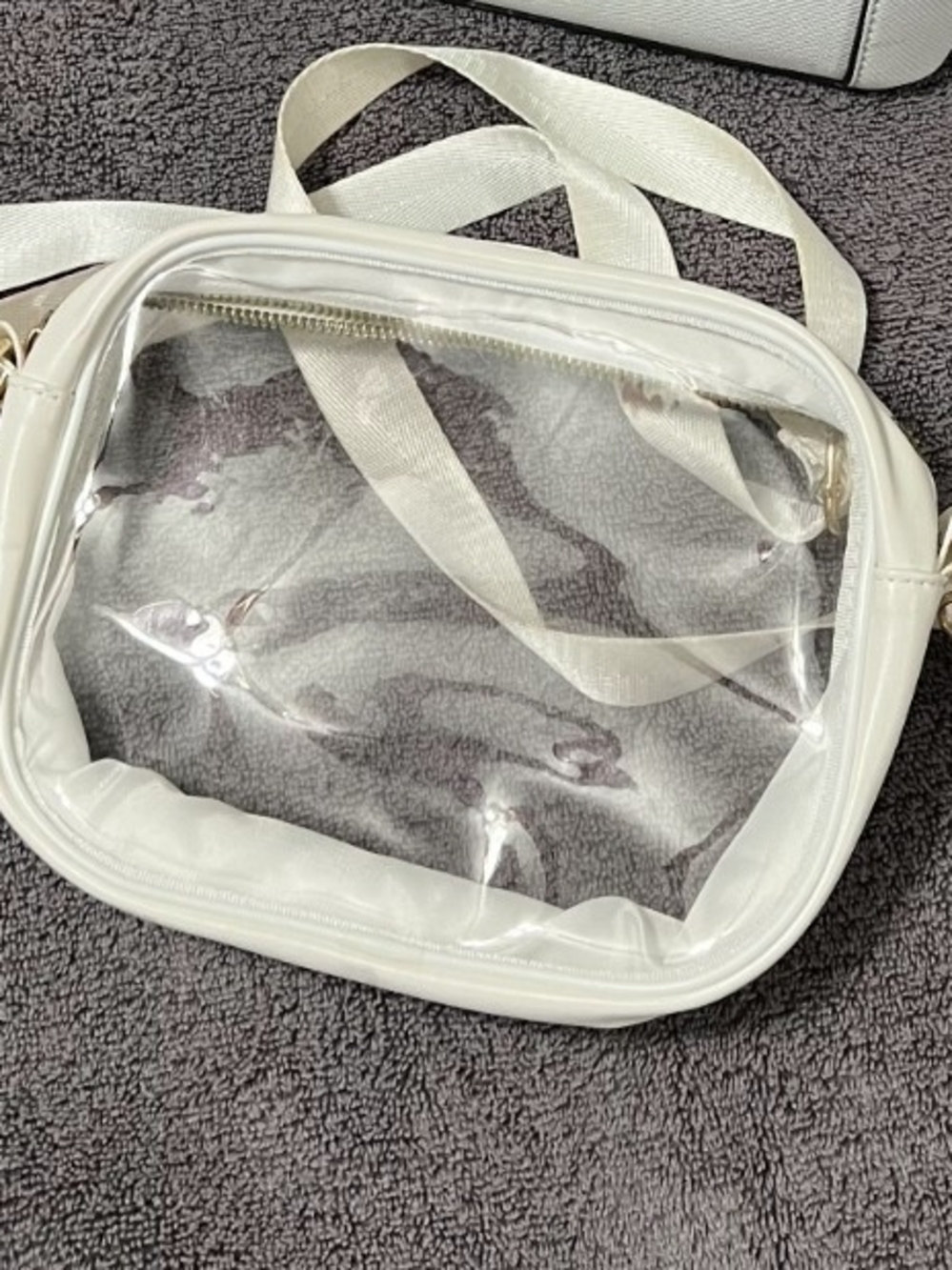 Clear PVC Crossbody Bag with White Trim